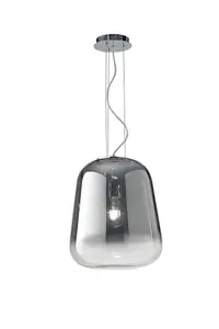 Luminosa Glass Smoked Chrome Ceiling Pendant, Chrome, E27