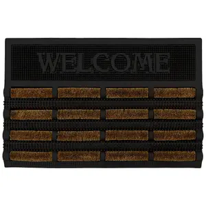 JVL Nimbus Rubber Coir Scraper Tuffscrape Doormat, 40x60cm, Welcome