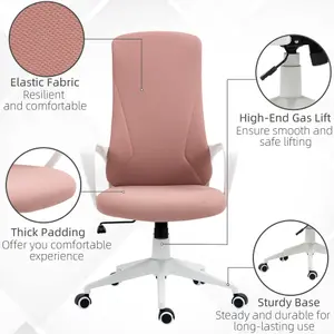 Vinsetto High-Back Home Office Chair Height Adjustable Elastic Desk Chair Pink