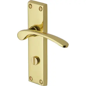 Heritage Door Handle for Bathroom Sophia Design (Set of 2) Polished Brass