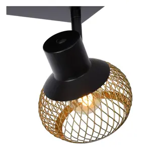 Lucide Lucas Modern Twin Ceiling Spotlight - 2xE14 - Matt Gold, Brass