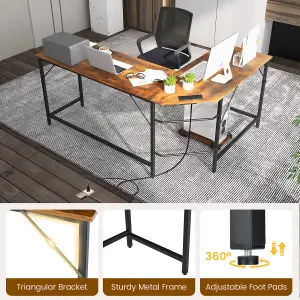 Costway L-Shaped Home Office Desk Computer Corner Desk Gaming Table with CPU Stand