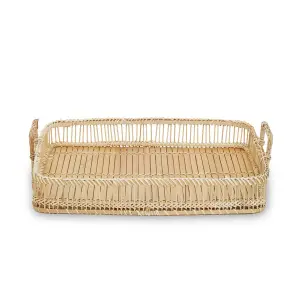 Interiors by Premier Rectangular Natural Rattan And Bamboo Tray