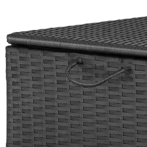 Storage Box - aluminium frame, rattan weave, 117 x 54 x 64 cm - black