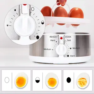 Duronic EB35 7 Egg Boiler Poacher, Steamer Cooker with Timer and Buzzer, Includes Egg Cup Piercer & Water Cup, 350W - white