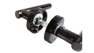 Door Handles T Bar Straight Lever on Rose Thumb turn & Lock - Black Nickel