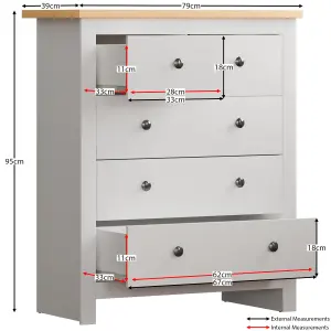 Vida Designs Arlington White 3+2 Drawer Chest (H)950mm (W)790mm (D)395mm