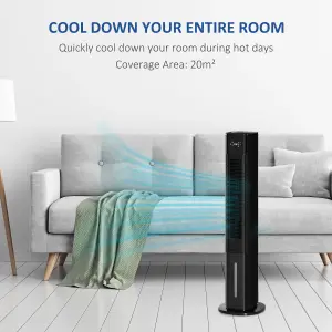 HOMCOM Quiet Air Cooler, Humidifier Evaporative Ice Cooling Fan Bedroom, Black