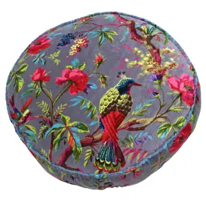 Paoletti Paradise Tropical Velvet Round Polyester Filled Cushion