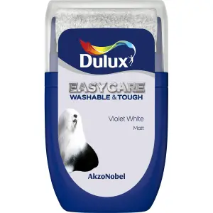 Dulux Easycare Washable & Tough Violet white Matt Wall & ceiling Emulsion paint, 30ml Tester pot