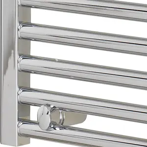 Bray Dual Fuel Heated Towel Rail, Straight, Chrome - W500 x H1000 mm