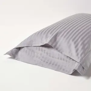 Homescapes Grey Egyptian Cotton Satin Stripe King Size Oxford Pillowcase 330 TC