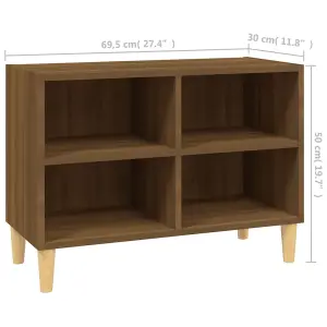 Berkfield TV Cabinet with Solid Wood Legs Brown Oak 69.5x30x50 cm