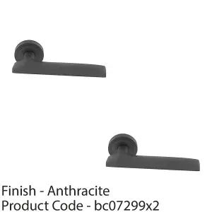 2 PACK - Premium Slim Flat Door Handle Set - Anthracite Grey Designer Lever on Round Rose