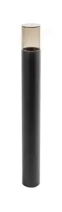 CGC Black Outdoor 0.8m Post Bollard Light Smoked Diffuser Modern Design Garden Patio Outside Driveway Path E27 IP54 Weatherproof