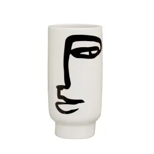 Interiors by Premier Lightweight Black And White Small Vase, Minimalist Ceramic Flower Vase, Robust Ceramic Vase For Flowers