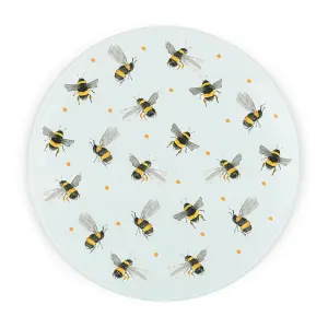 Bees Round Glass Worktop Saver - Textured Chopping Board Worktop Protector