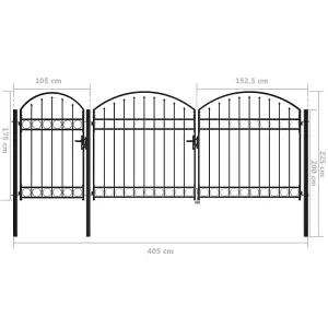 Berkfield Garden Fence Gate with Arched Top Steel 2.25x4 m Black