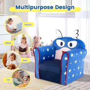 Costway Kids Sofa Children Armrest Upholstered Chair Cute Pattern Armchair Solid Frame