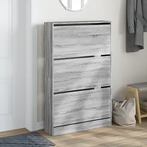 Berkfield Shoe Cabinet Grey Sonoma 80x21x125.5 cm Engineered Wood