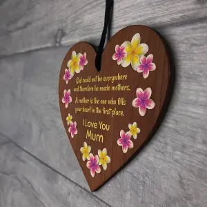 Red Ocean I Love You Mum Gifts Wooden Hanging Heart For Mum Mothers Day Birthday Gifts From Daughter Son Thank You Gift For Her