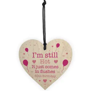 FUNNY 50th Birthday Gift Wooden Heart Funny Birthday Gift For Her Mum Auntie