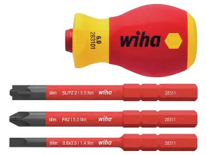 Wiha SlimBit Screwdriver Phillips Slotted Plusminus With Holder 1000v VDE 41230