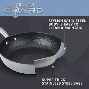 Prestige Scratch Guard Silver Round Stainless Steel Induction Suitable Modern Stir-Fry Wok Pan 29cm