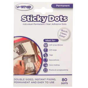 U-Wrap Sticky Adhesive Dots Permanent 80 Per Pack (6 Packs)