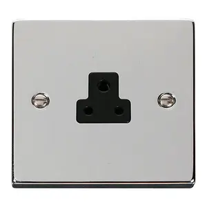 Polished Chrome 1 Gang 2A Round Pin Socket - Black Trim - SE Home