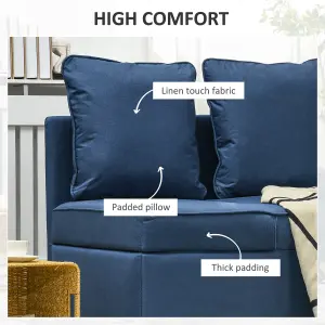 HOMCOM Folding Sleeper Sofa Bed Chair with Pillows, Pocket, Blue