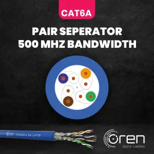 Oren CAT6A 50m Ethernet Cable - 23 AWG Pure Copper Wire - 500 MHz Bandwidth U/FTP Internet LAN Network Cable - Halogen Free