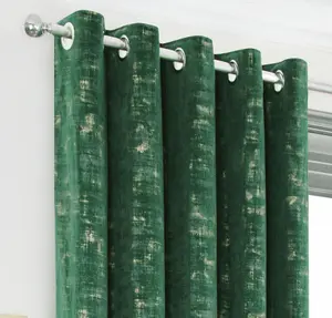 Home Curtains Venice Thermal Interlined 45w x 54d" (114x137cm) Green Eyelet Curtains (PAIR)