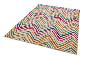 MultiColoured Funky Modern Abstract Easy To Clean Dining Room Rug-200cm X 290cm