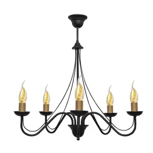 Luminosa Malbo Multi Arm Pendant Ceiling Light Black, Patina 60cm