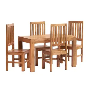 Poko Light Mango 4ft Dining Set with Wooden Chairs