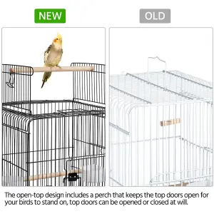 Yaheetech Black Play Top Metal Bird Cage w/ Detachable Rolling Stand