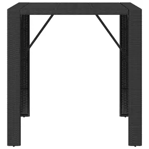 Berkfield Bar Table with Glass Top Black 105x80x110 cm Poly Rattan