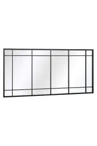 MirrorOutlet The Tabula Black Metal Framed Window Wall or Leaner Mirror 160CM X 80CM