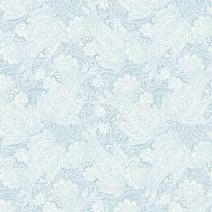 Hoopla Walls Pale Blue Paisley Smooth Matt Wallpaper