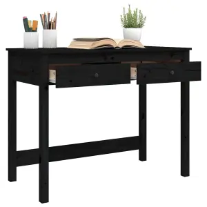 Berkfield Desk with Drawers Black 100x50x78 cm Solid Wood Pine