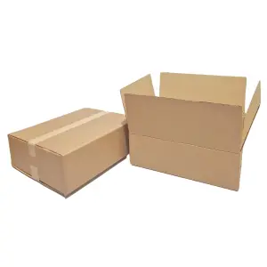 Strong Double Wall Cardboard Boxes 16.5" x 14" x 4" 19 Litres Storage Packing Moving House Sturdy Shipping Boxes (Pack of 50)