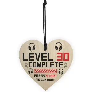 Red Ocean 30th Birthday Gamer Gift Wooden Heart Novelty 30th Birthday Gifts For Son Brother