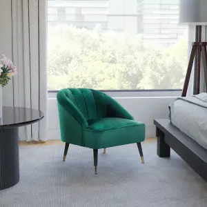 Velvet Emerald Green Kensington Slipper Bedroom Accent Chair