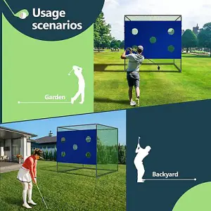 Birchtree 3X3M Backyard Golf Practice Swing Hitting Training Cage with Nets and 5 Hole Target Sheet