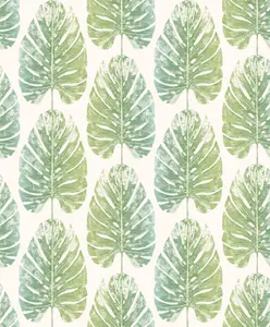 Galerie Evergreen Green Turquoise Leaf Stripe Smooth Wallpaper