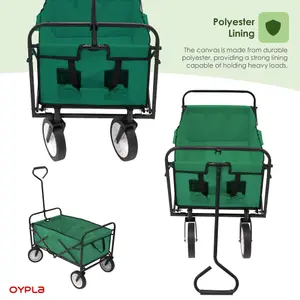 Oypla Green Heavy Duty Foldable Garden Festival Trolley Folding Cart Wagon Truck Wheelbarrow