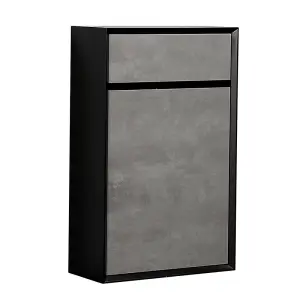 Declan Black & Concrete Back to Wall Toilet WC Unit (W)500mm (H)790mm