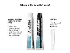 Araldite Steel Epoxy 2 X 15Ml Tubes - Strong Adhesive for Metal Repairs