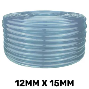 5m clear pvc tubing 12 x 15mm, food grade flexible pipe for water gas or aquarium airline